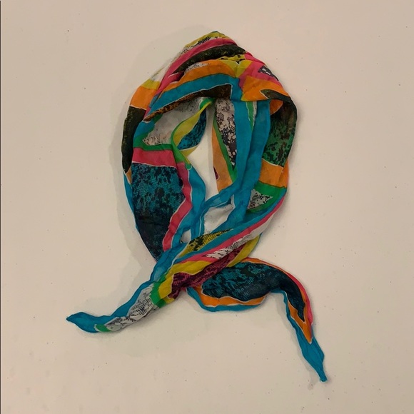 Bright Multicolored Rayon Scarf 100% Rayon - Picture 1 of 2